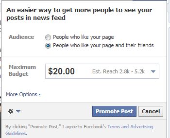 Facebook Sponsored story window